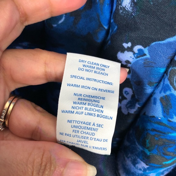 Boden Blue Floral Cocktail Bow Fit and Flare Silk Wool Blend Dress Size 10 R - Picture 6 of 12